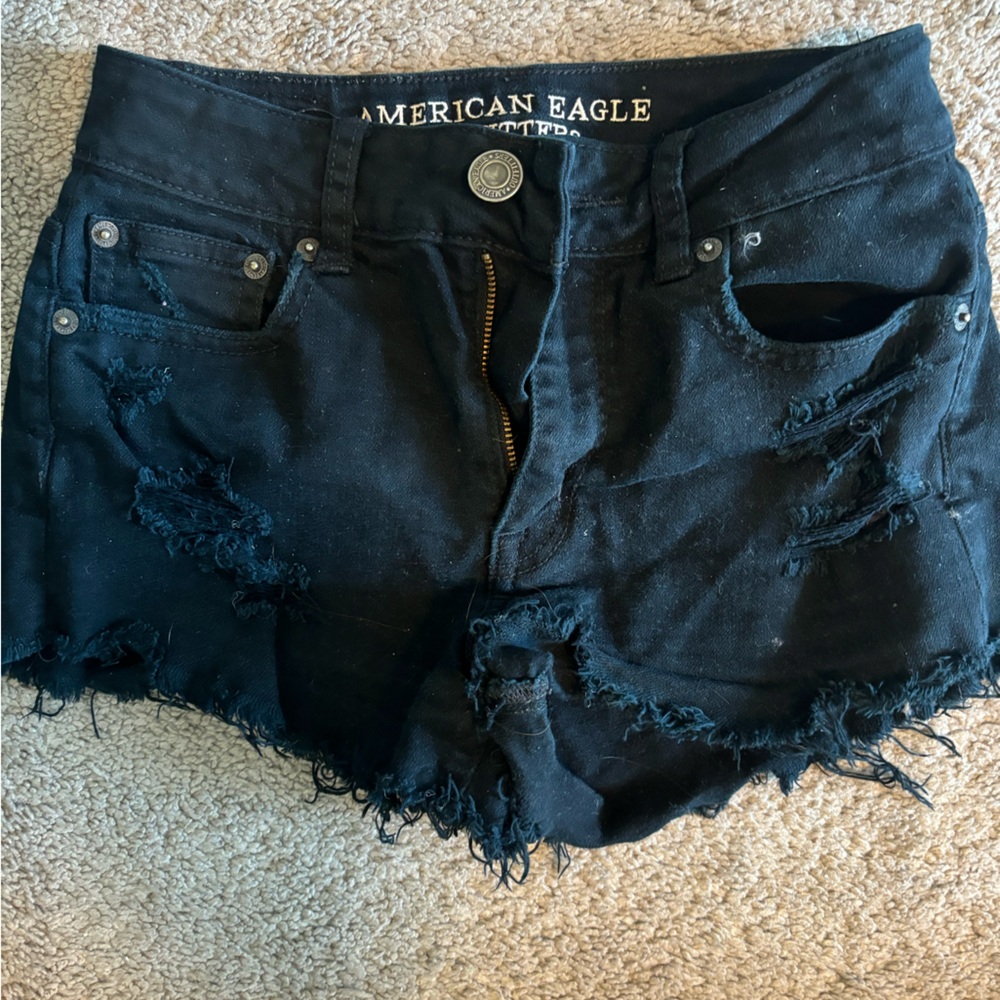 High rise stretch shorts in black